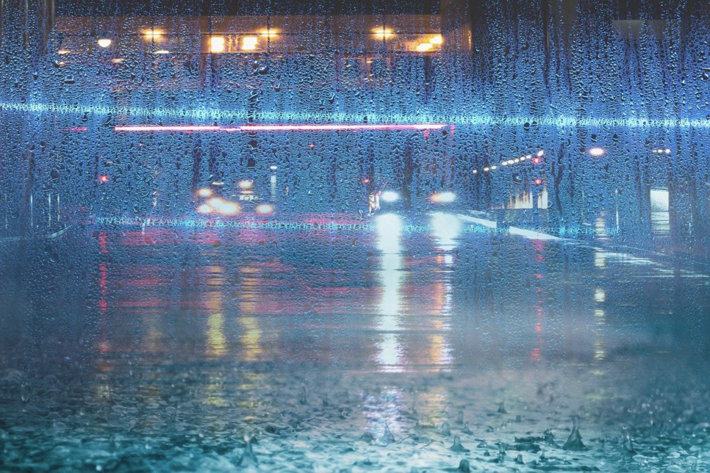 city, rain, glass